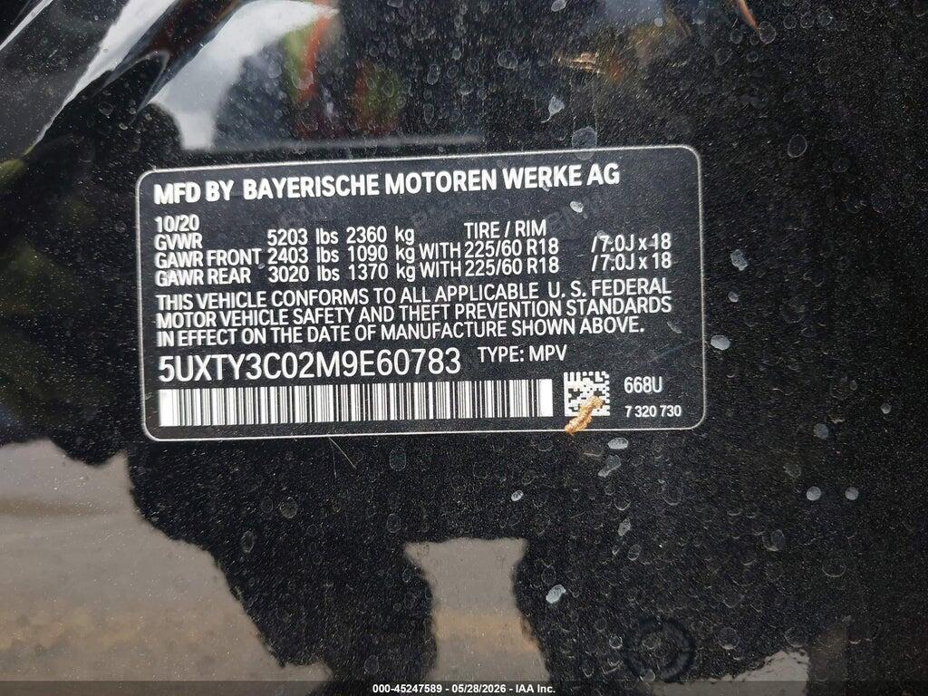 5UXTY3C02M9E60783 2021 BMW X3 photo no. 9