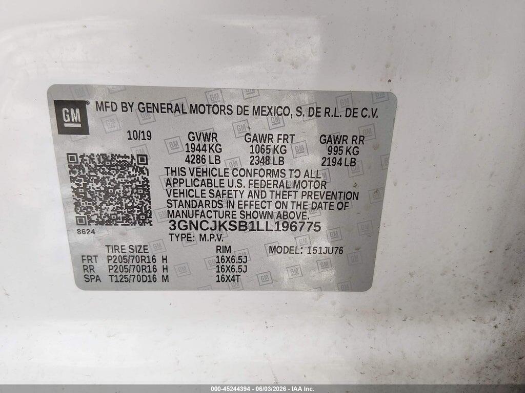 3GNCJKSB1LL196775 2020 CHEVROLET TRAX photo no. 9