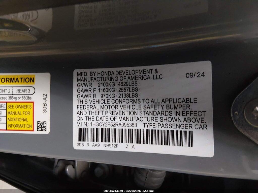 1HGCY2F52RA095383 2024 HONDA ACCORD HYBRID photo no. 9