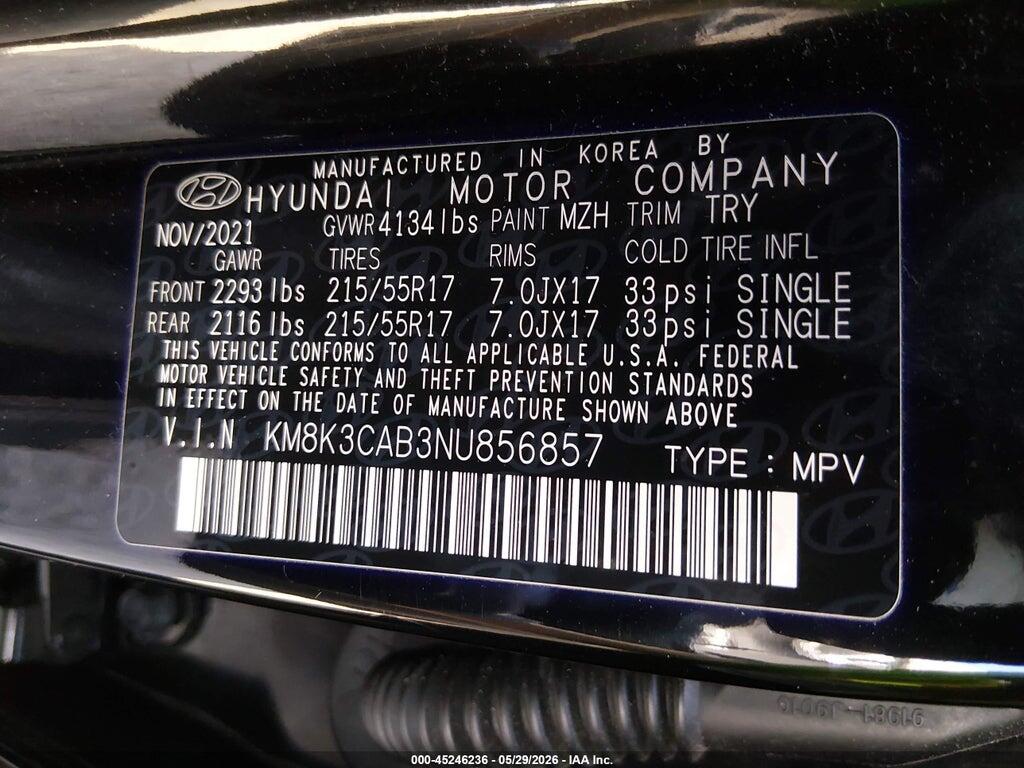 KM8K3CAB3NU856857 2022 HYUNDAI KONA photo no. 9