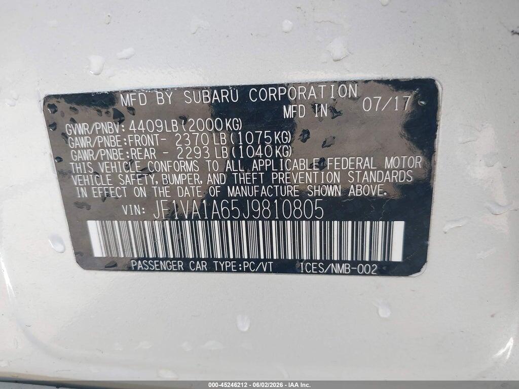 JF1VA1A65J9810805 2018 SUBARU WRX photo no. 9