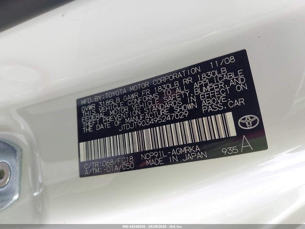JTDJT903495247029 2009 TOYOTA YARIS photo no. 9