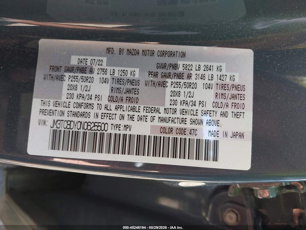 JM3TCBDY0N0625500 2022 MAZDA CX-9 photo no. 9