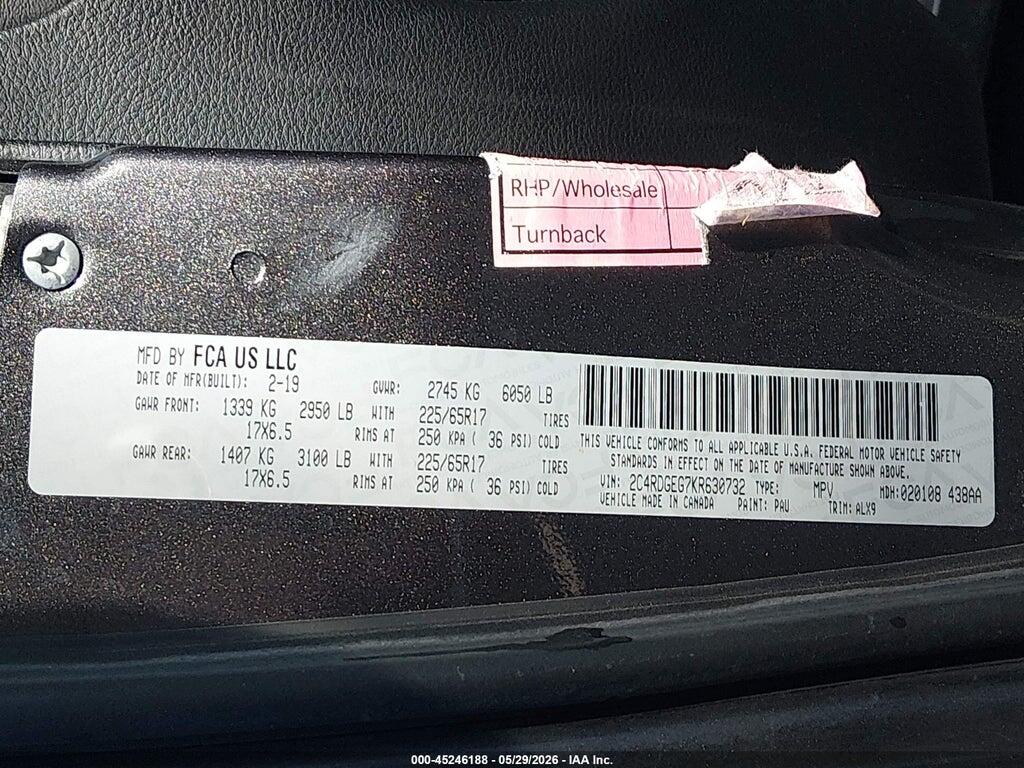2C4RDGEG7KR630732 2019 DODGE GRAND CARAVAN photo no. 9