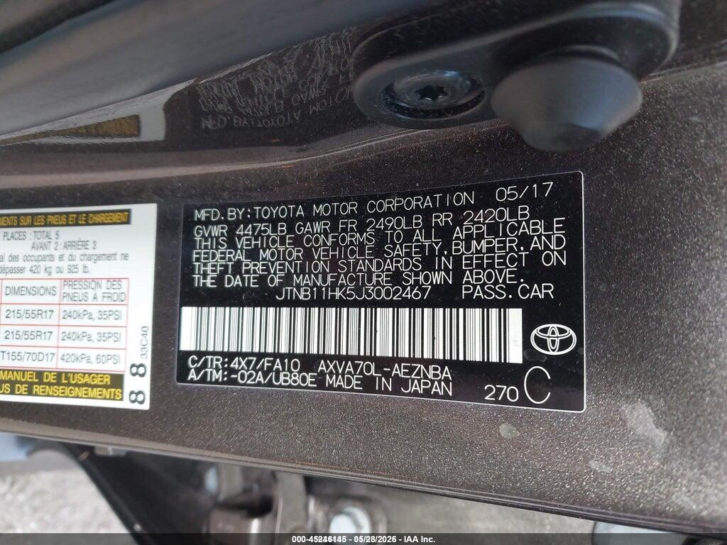 JTNB11HK5J3002467 2018 TOYOTA CAMRY photo no. 9
