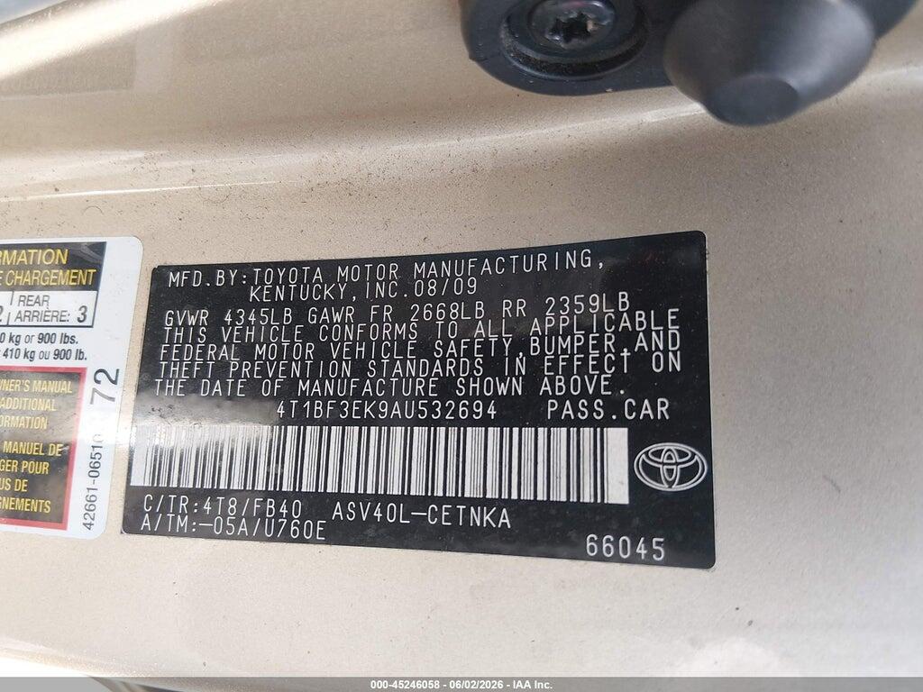 4T1BF3EK9AU532694 2010 TOYOTA CAMRY photo no. 9