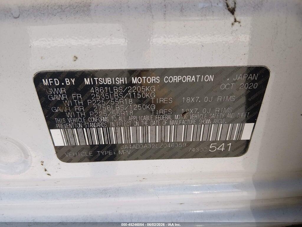 JA4AD3A32LZ046359 2020 MITSUBISHI OUTLANDER photo no. 9