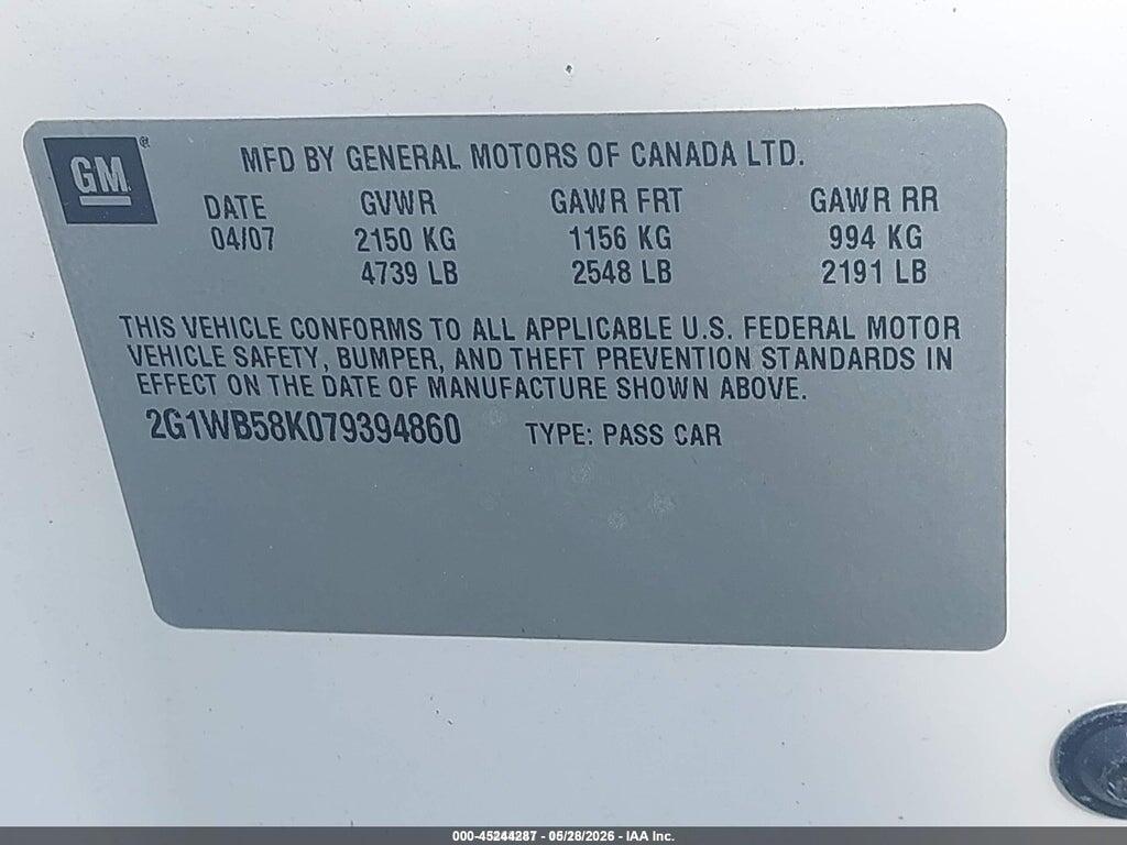 2G1WB58K079394860 2007 CHEVROLET IMPALA photo no. 9