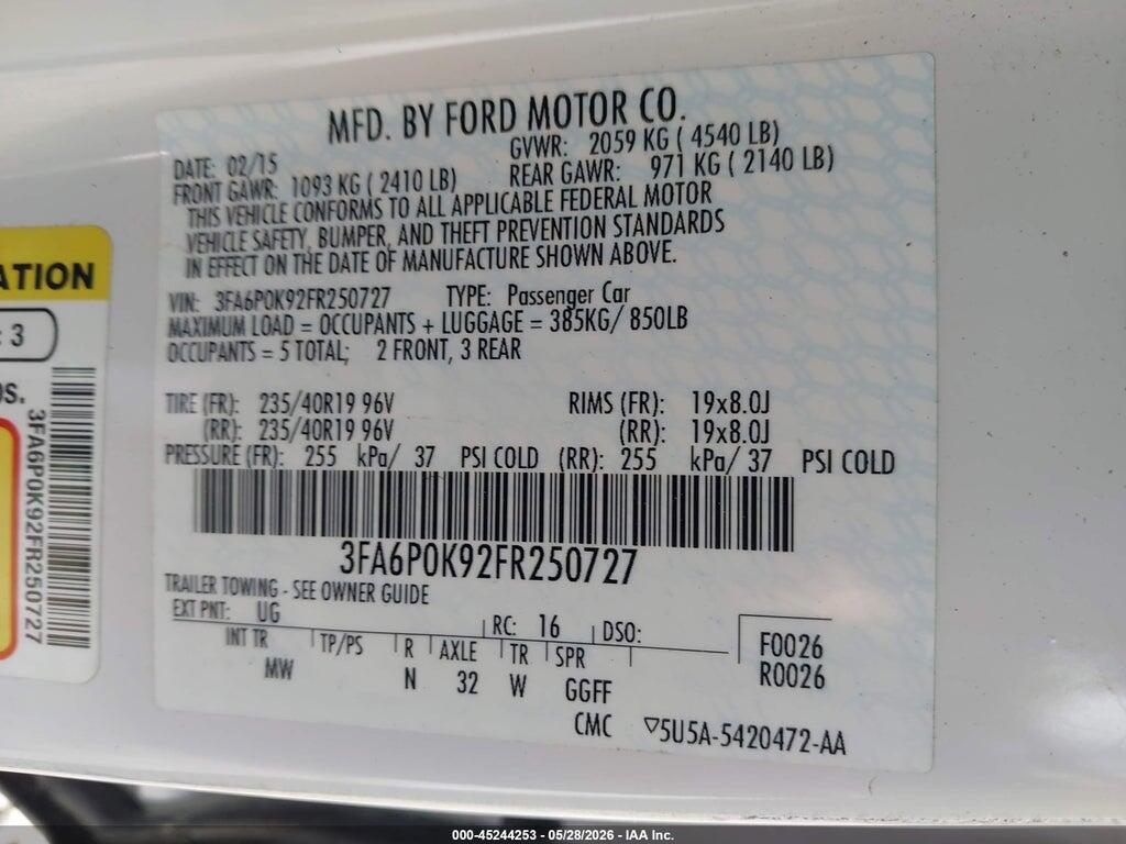 3FA6P0K92FR250727 2015 FORD FUSION photo no. 9