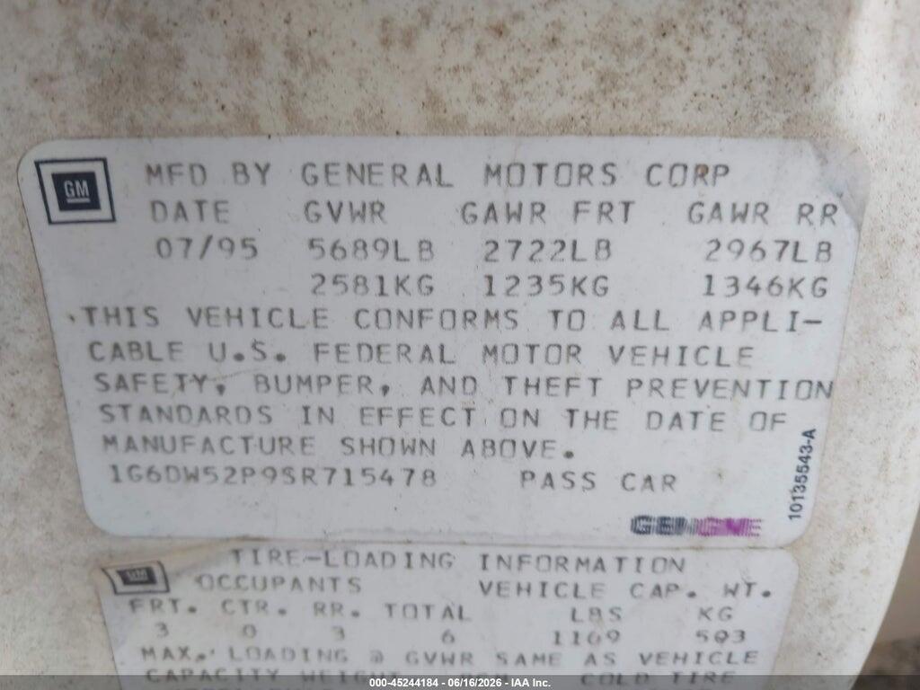 1G6DW52P9SR715478 1995 CADILLAC FLEETWOOD photo no. 9