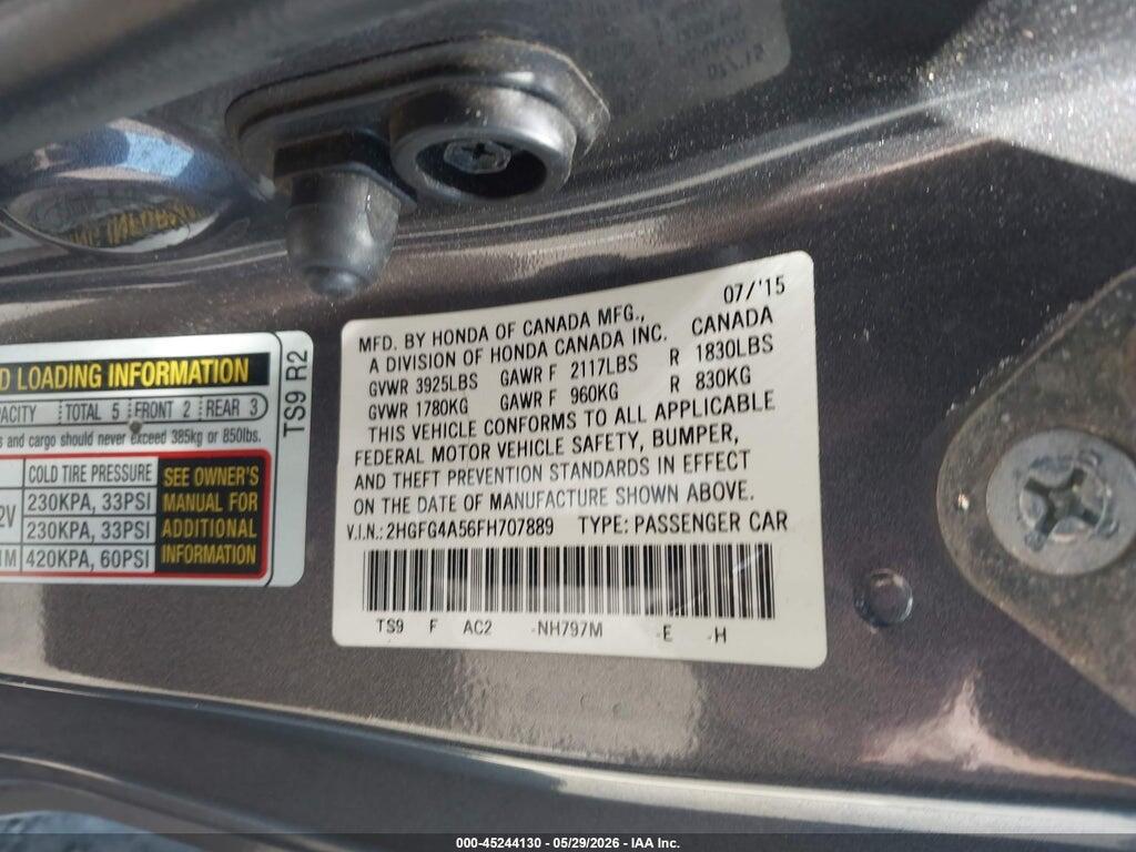 2HGFG4A56FH707889 2015 HONDA CIVIC photo no. 9