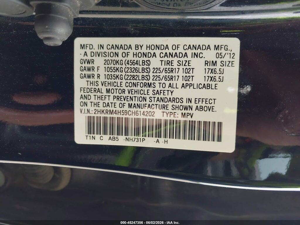 2HKRM4H59CH614202 2012 HONDA CR-V photo no. 9