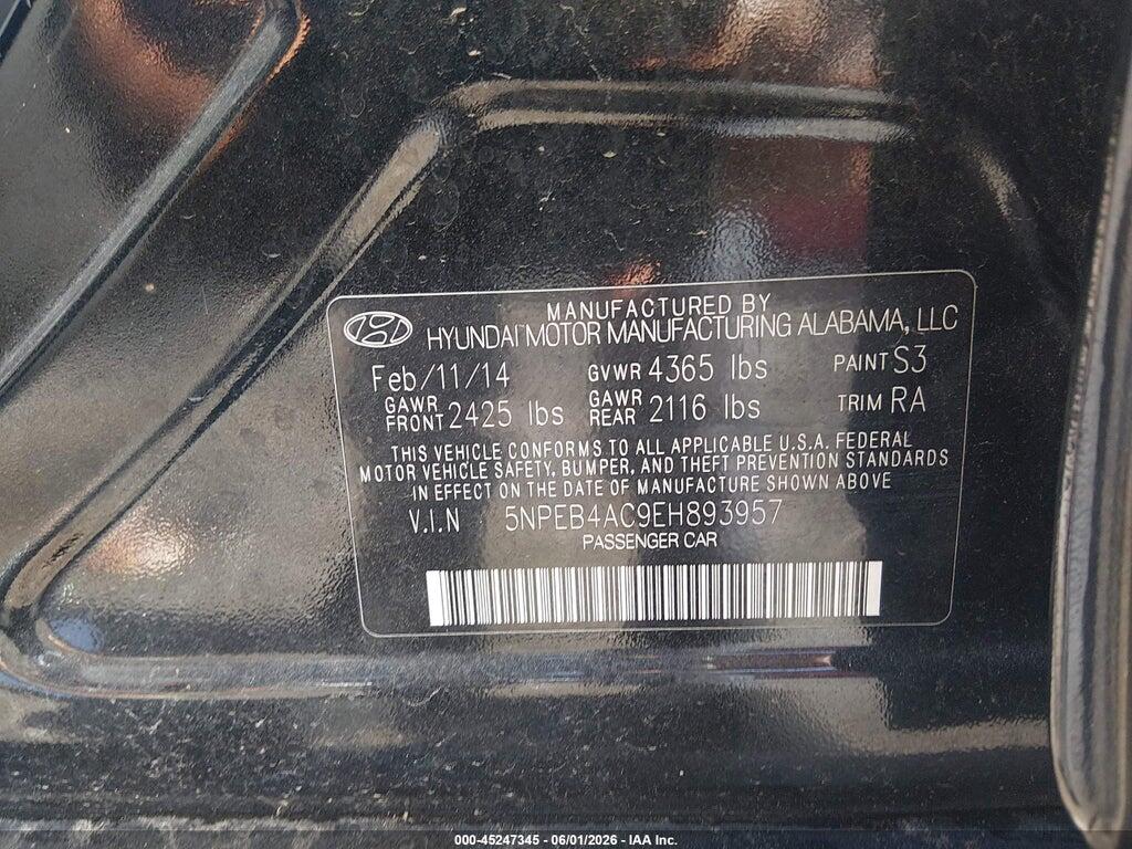 5NPEB4AC9EH893957 2014 HYUNDAI SONATA photo no. 9