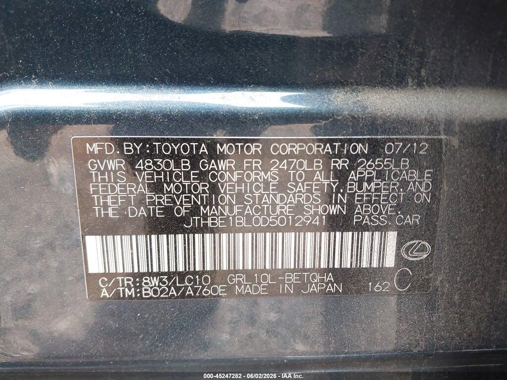 JTHBE1BL0D5012941 2013 LEXUS GS 350 photo no. 9