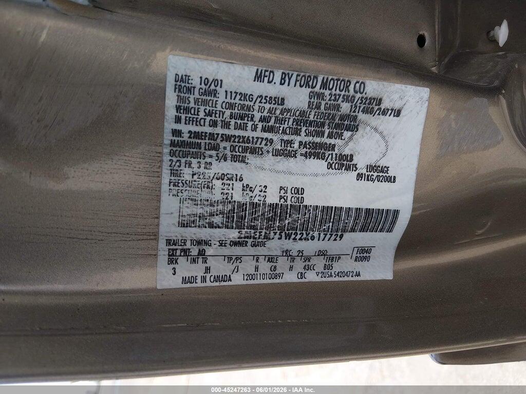 2MEFM75W22X617729 2002 MERCURY GRAND MARQUIS photo no. 9