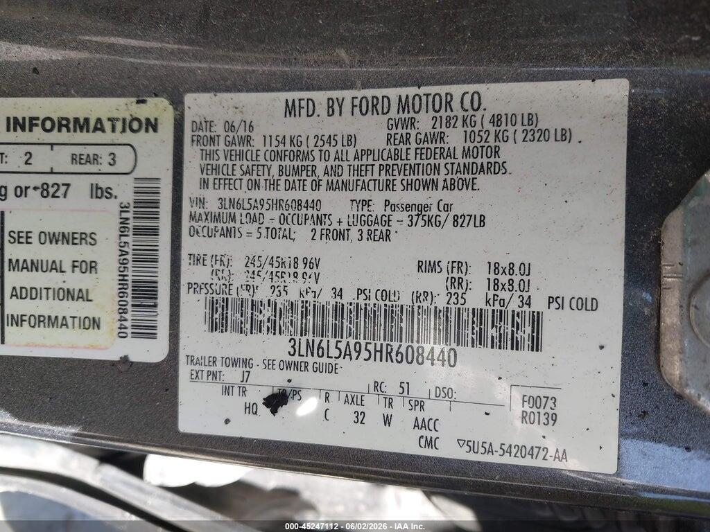 3LN6L5A95HR608440 2017 LINCOLN MKZ photo no. 9