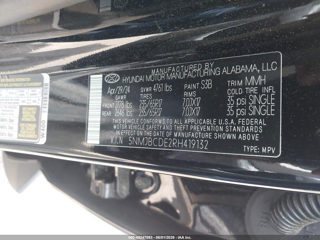 5NMJBCDE2RH419132 2024 HYUNDAI TUCSON photo no. 9