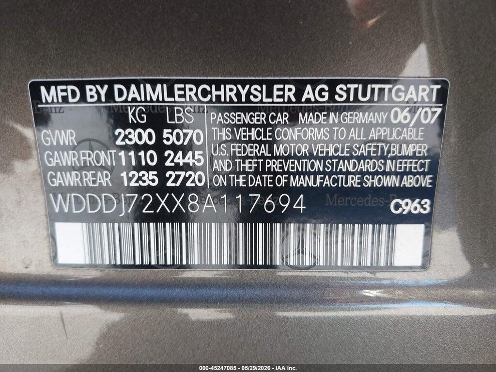WDDDJ72XX8A117694 2008 MERCEDES-BENZ CLS 550 photo no. 9