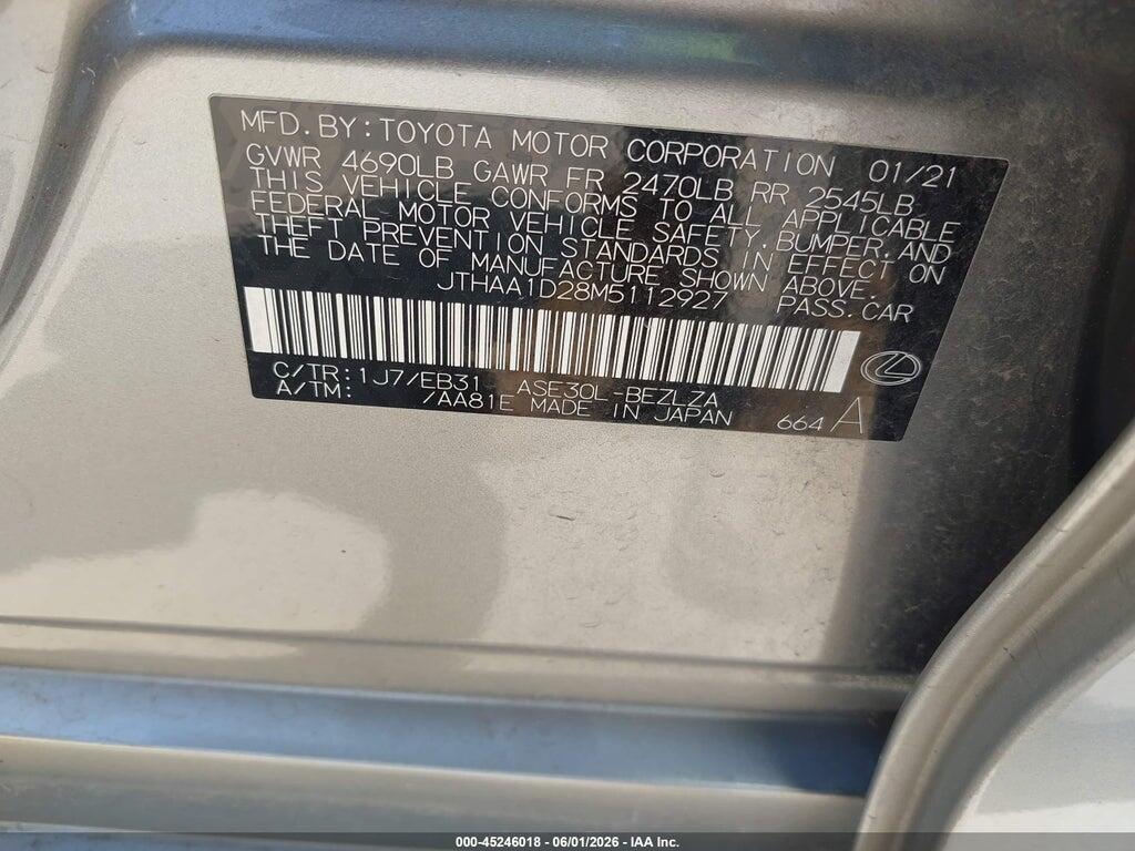 JTHAA1D28M5112927 2021 LEXUS IS 300 photo no. 9