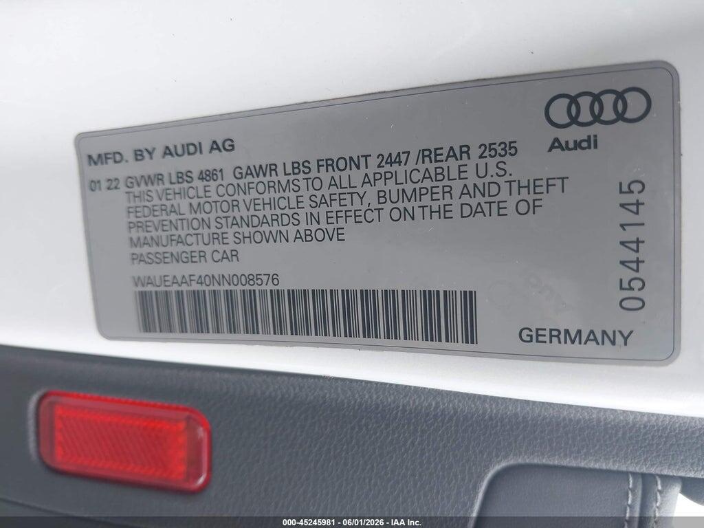WAUEAAF40NN008576 2022 AUDI A4 photo no. 9