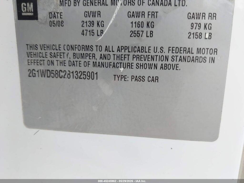 2G1WD58C281325901 2008 CHEVROLET IMPALA photo no. 9