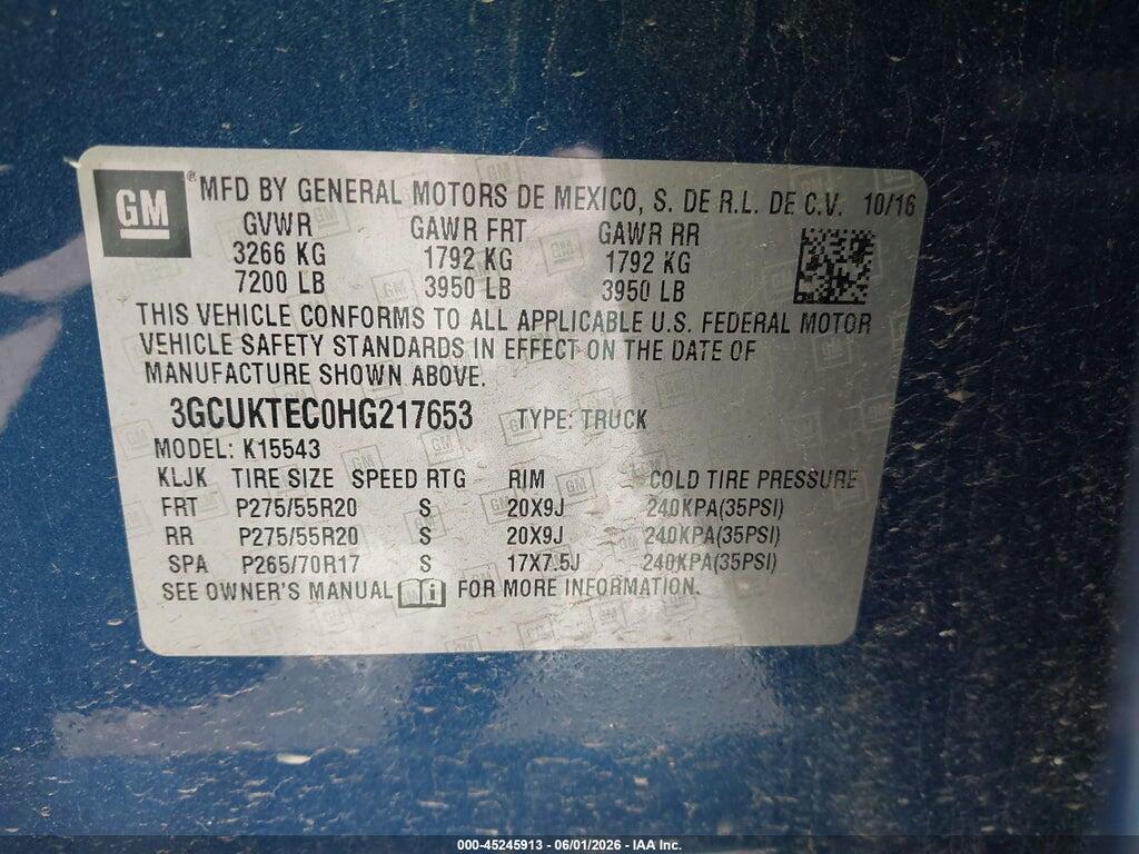 3GCUKTEC0HG217653 2017 CHEVROLET SILVERADO 1500 photo no. 9