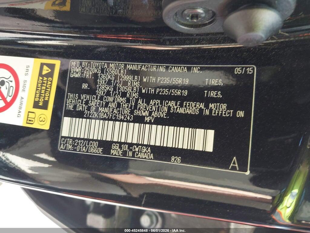 2T2ZK1BA7FC194243 2015 LEXUS RX 350 photo no. 9