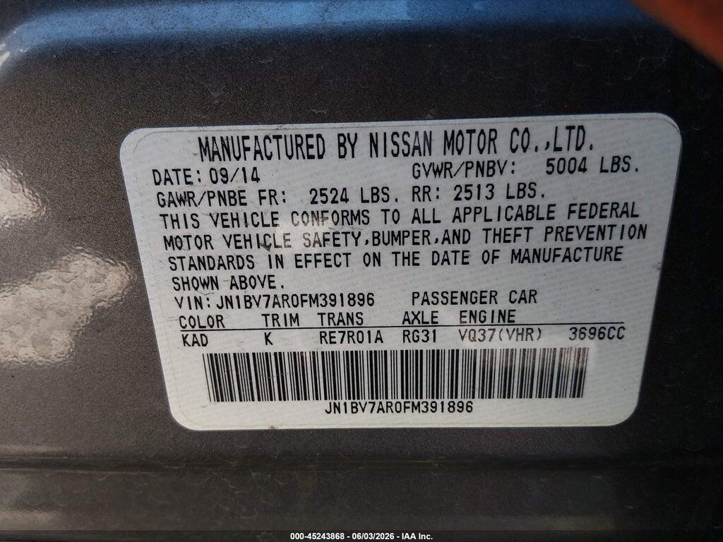 JN1BV7AR0FM391896 2015 INFINITI Q50 photo no. 9