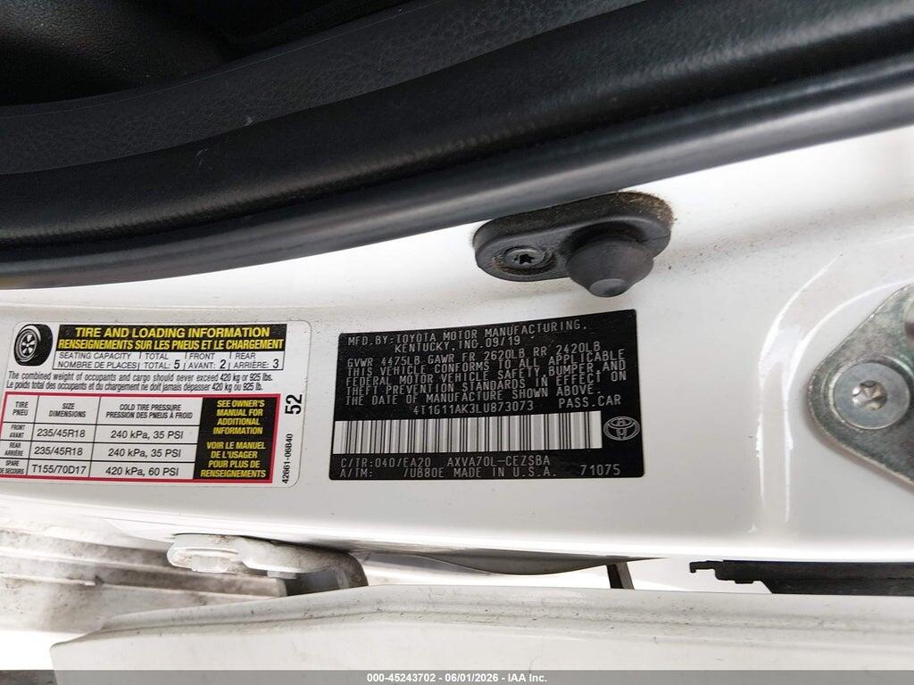 4T1G11AK3LU873073 2020 TOYOTA CAMRY photo no. 9