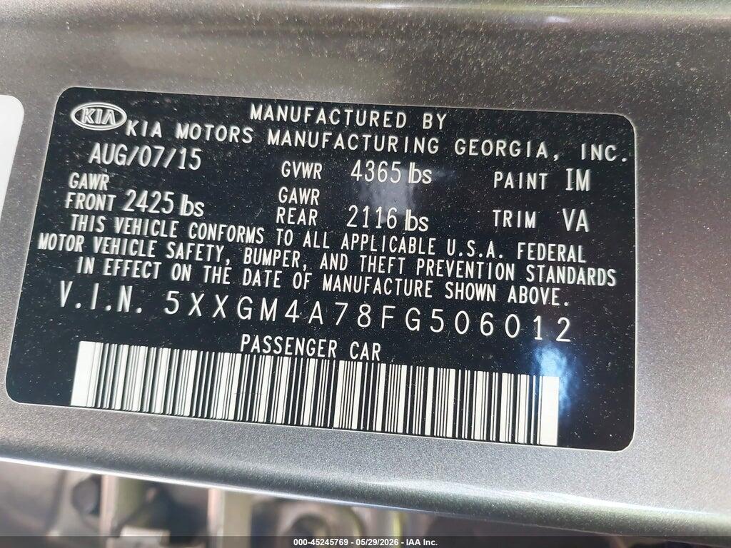 5XXGM4A78FG506012 2015 KIA OPTIMA photo no. 9