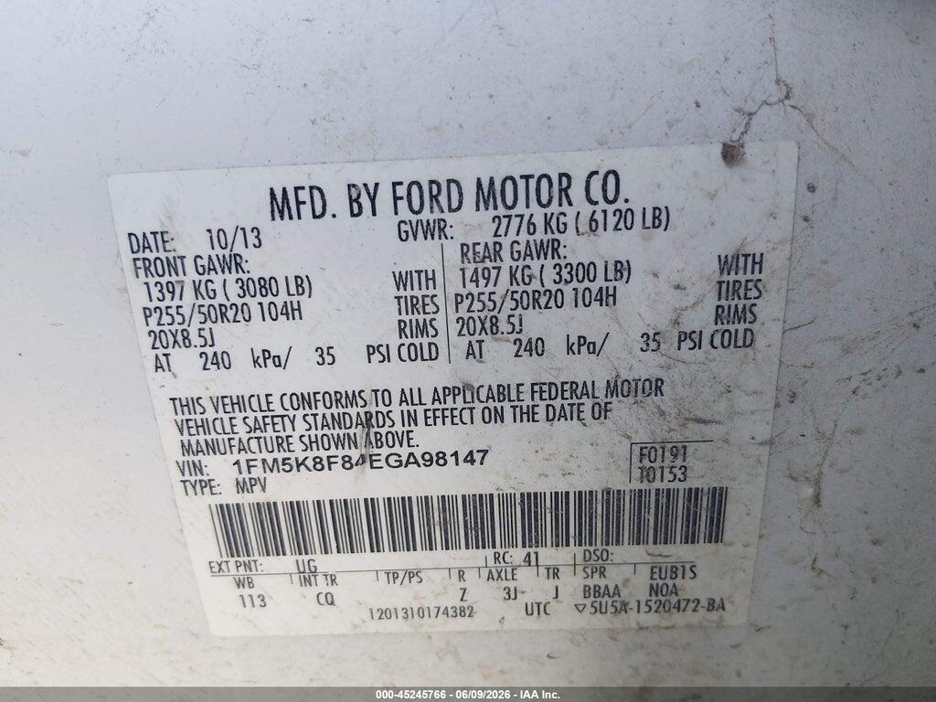 1FM5K8F84EGA98147 2014 FORD EXPLORER photo no. 9