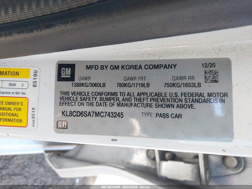 KL8CD6SA7MC743245 2021 CHEVROLET SPARK photo no. 9