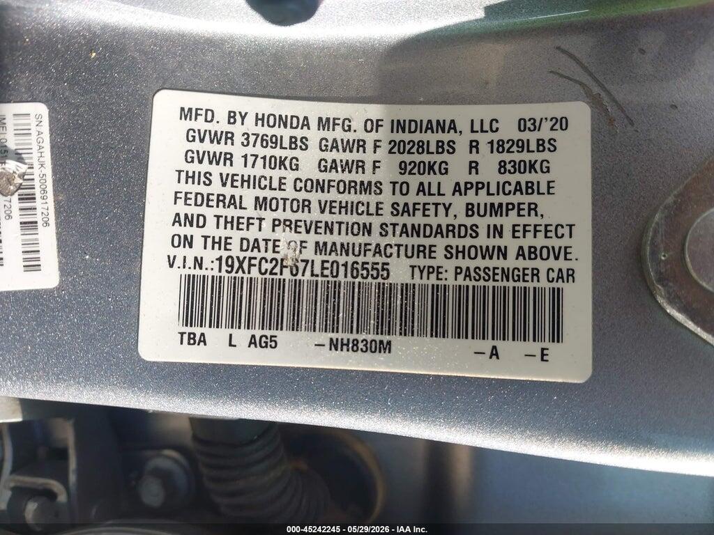 19XFC2F67LE016555 2020 HONDA CIVIC photo no. 9