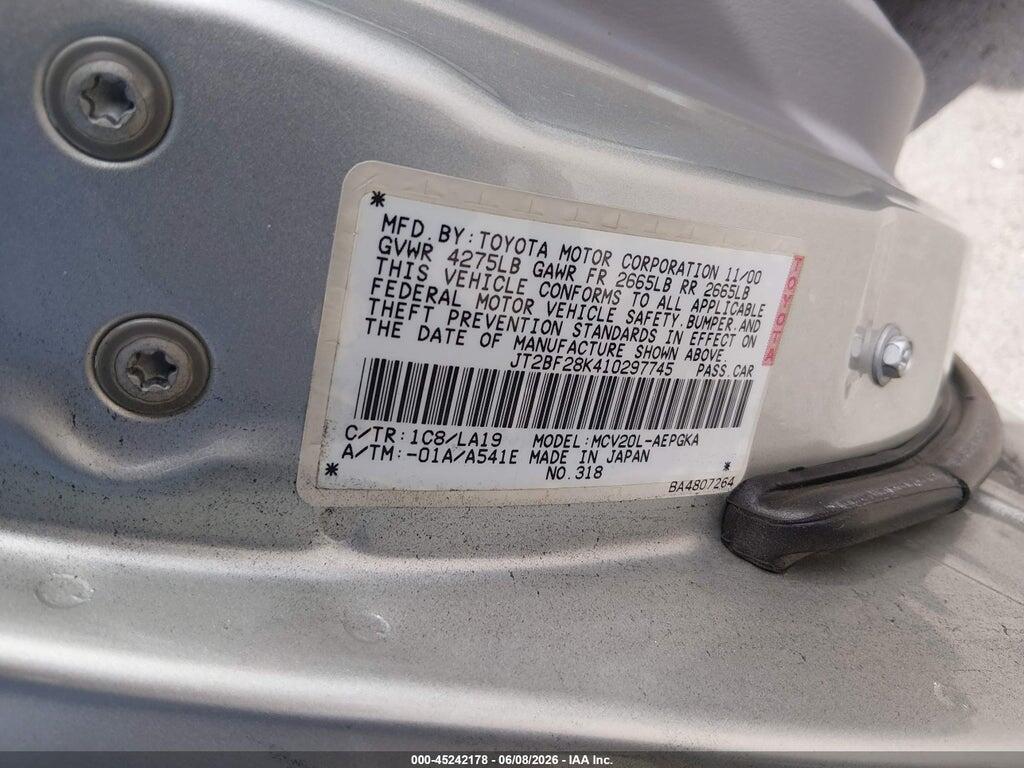 JT2BF28K410297745 2001 TOYOTA CAMRY photo no. 9