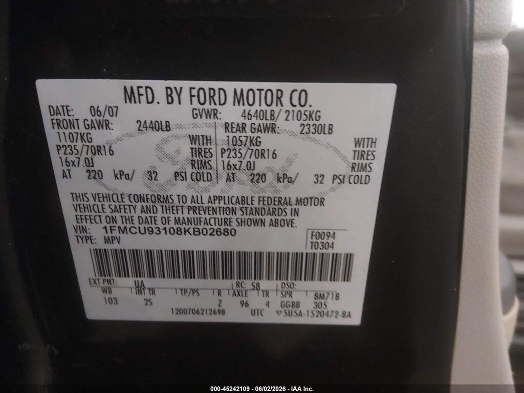 1FMCU93108KB02680 2008 FORD ESCAPE photo no. 9