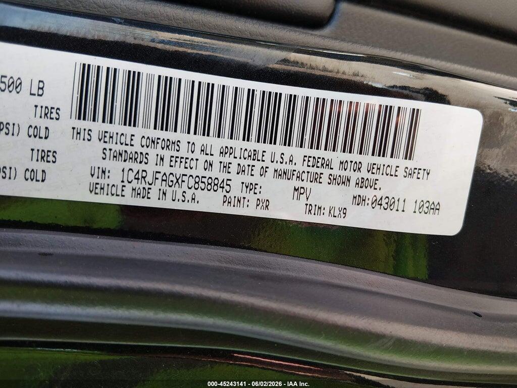 1C4RJFAGXFC858845 2015 JEEP GRAND CHEROKEE photo no. 9