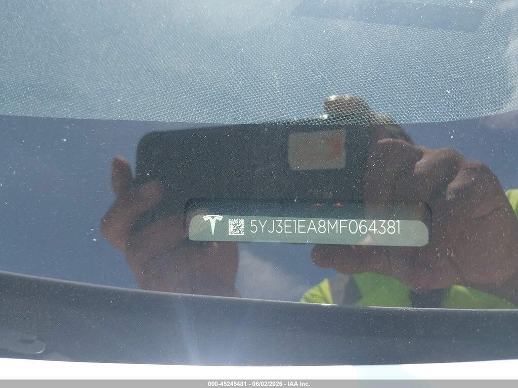 5YJ3E1EA8MF064381 2021 TESLA MODEL 3 photo no. 9