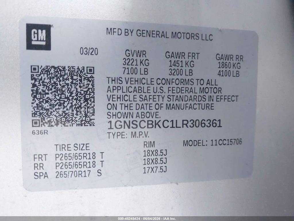 1GNSCBKC1LR306361 2020 CHEVROLET TAHOE photo no. 9