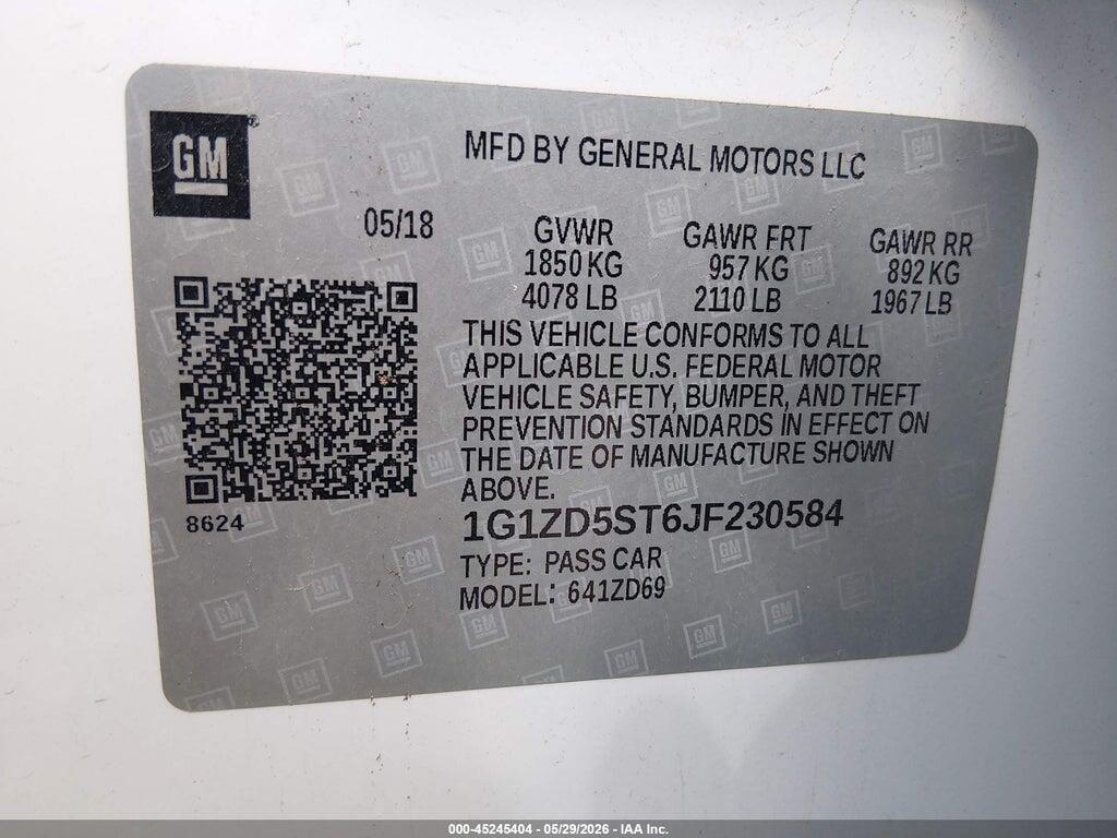 1G1ZD5ST6JF230584 2018 CHEVROLET MALIBU photo no. 9