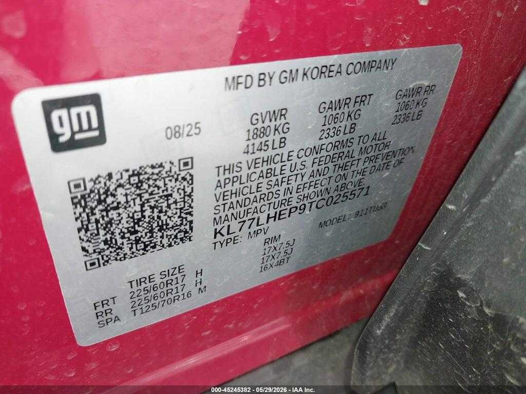 KL77LHEP9TC025571 2026 CHEVROLET TRAX photo no. 9