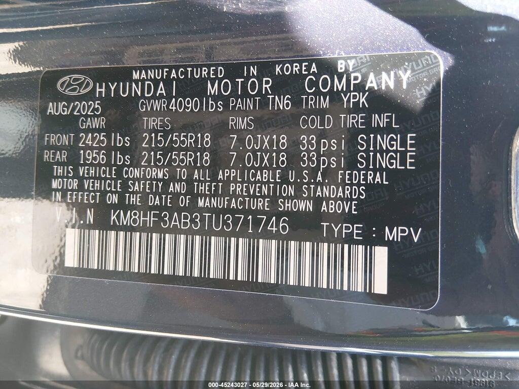 KM8HF3AB3TU371746 2026 HYUNDAI KONA photo no. 9