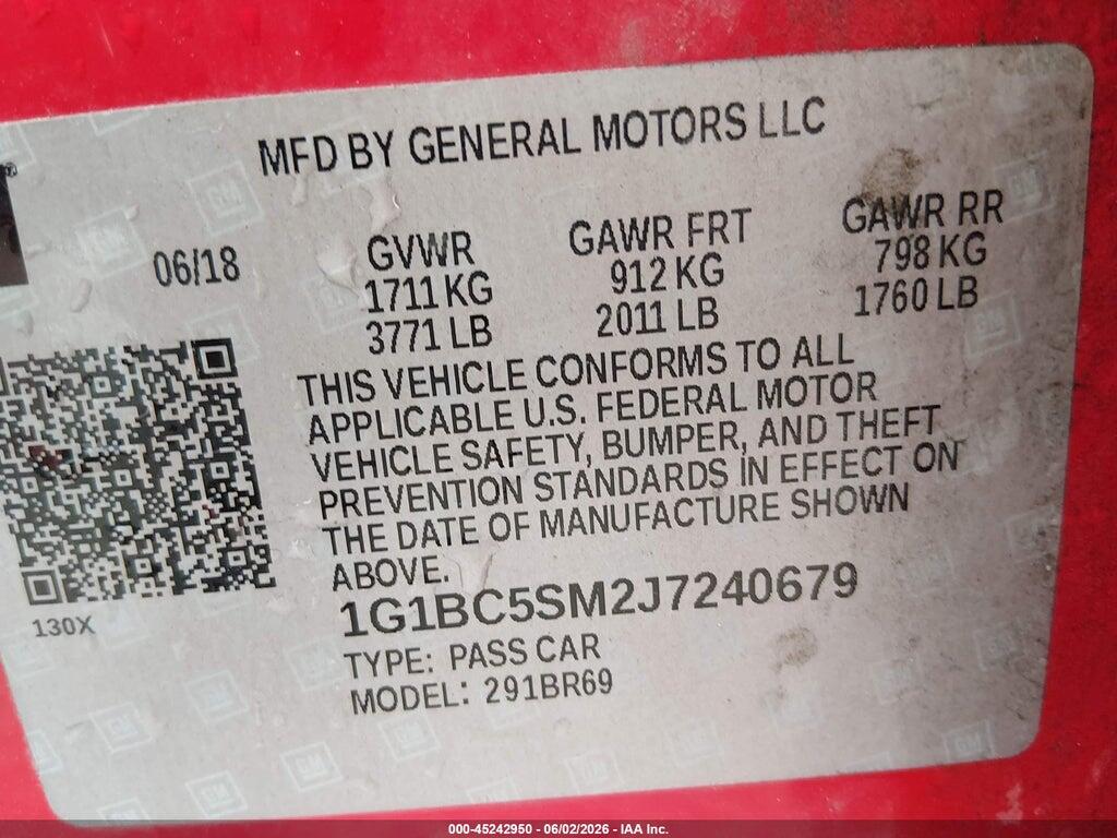 1G1BC5SM2J7240679 2018 CHEVROLET CRUZE photo no. 9