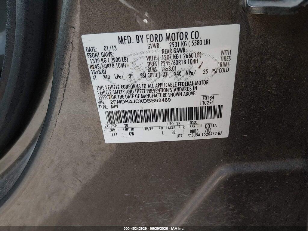 2FMDK4JCXDBB62469 2013 FORD EDGE photo no. 9