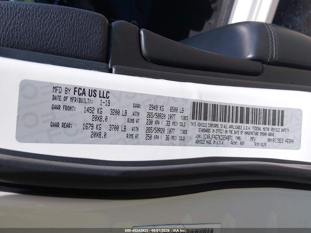 1C4RJFAG7KC654871 2019 JEEP GRAND CHEROKEE photo no. 9