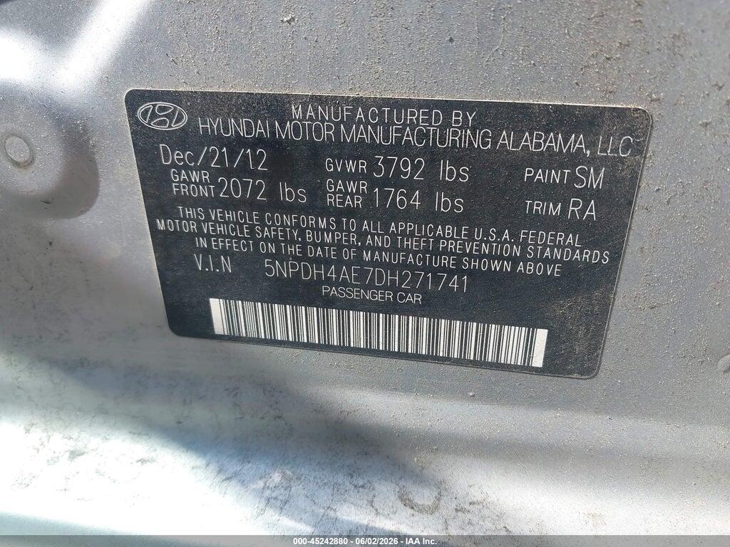 5NPDH4AE7DH271741 2013 HYUNDAI ELANTRA photo no. 9
