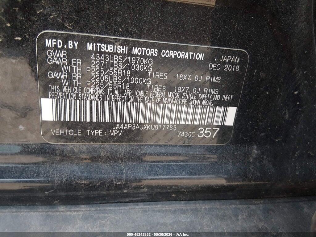 JA4AR3AUXKU017763 2019 MITSUBISHI OUTLANDER SPORT photo no. 9