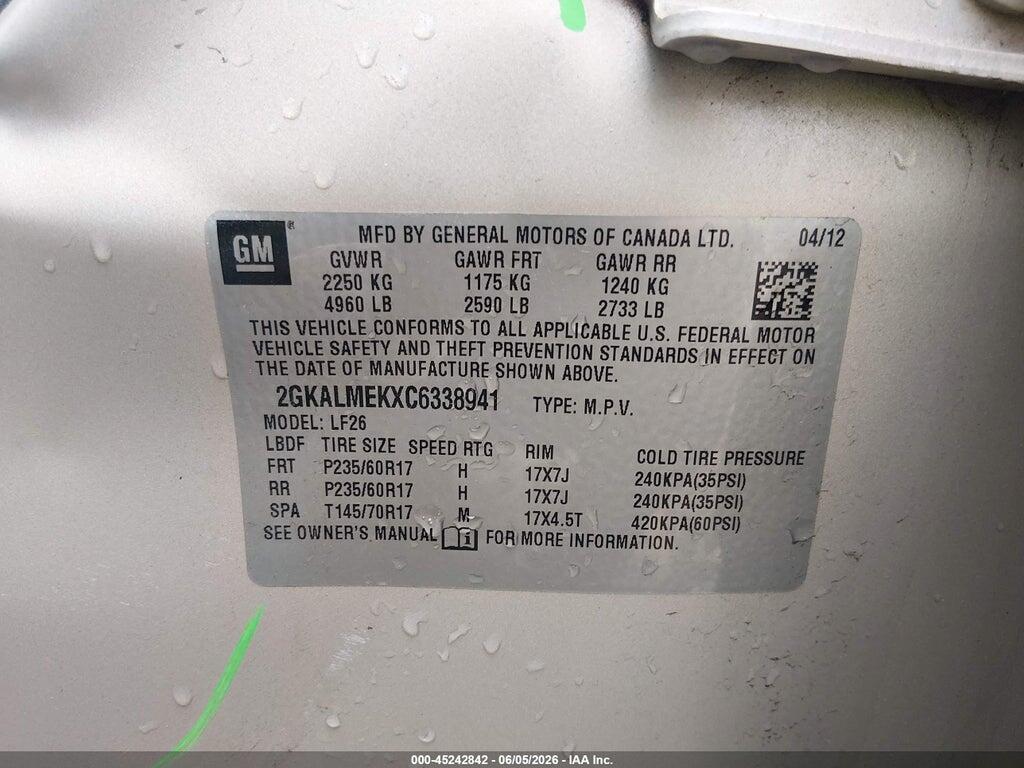 2GKALMEKXC6338941 2012 GMC TERRAIN photo no. 9