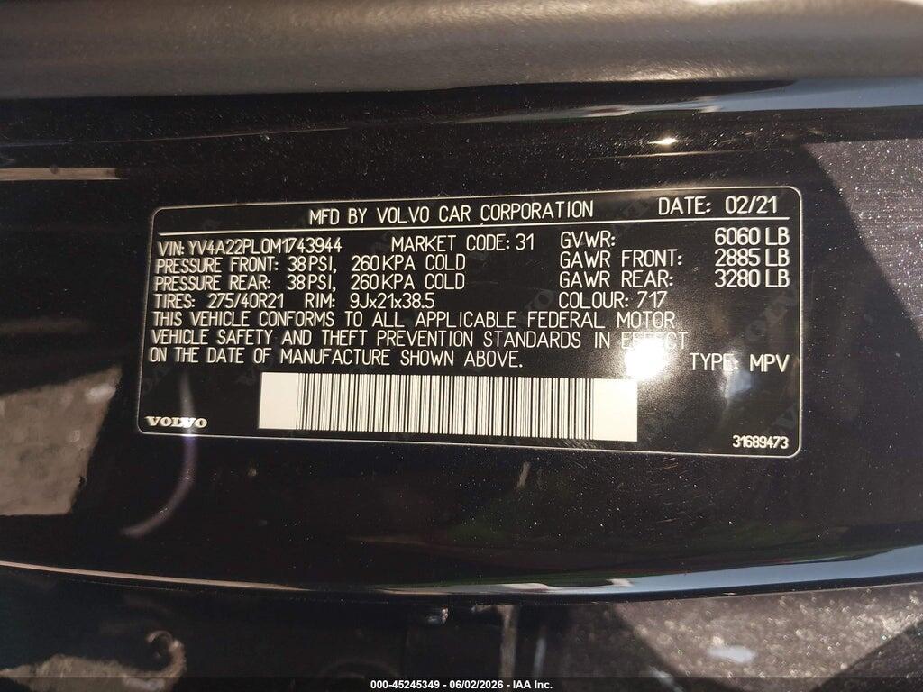 YV4A22PL0M1743944 2021 VOLVO XC90 photo no. 9