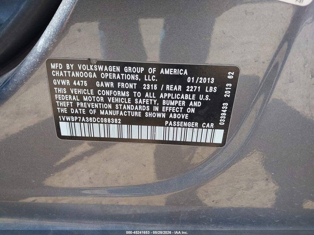 1VWBP7A36DC088382 2013 VOLKSWAGEN PASSAT photo no. 9