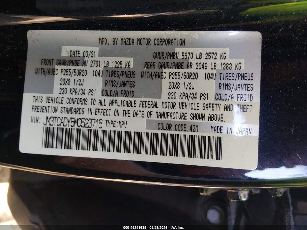 JM3TCADY5M0523716 2021 MAZDA CX-9 photo no. 9